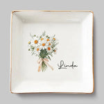 Custom Name Lily of the Valley Bouquet Gift - Personalized Jewelry Dish
