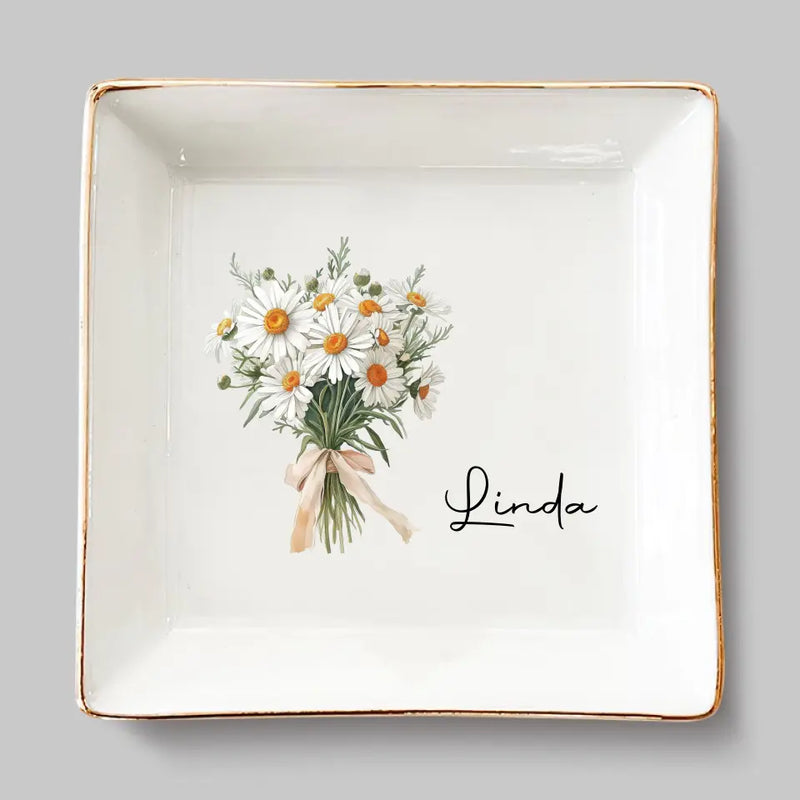 Flowers Don’t Tell They Show - Bestie Personalized Custom Jewelry Dish - Gift For Best Friends, BFF, Sisters