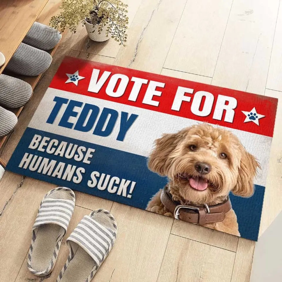 Custom Photo More Treats, Less Squirrels - Dog & Cat Personalized Custom Home Decor Decorative Mat - House Warming Gift For Pet Owners, Pet Lovers