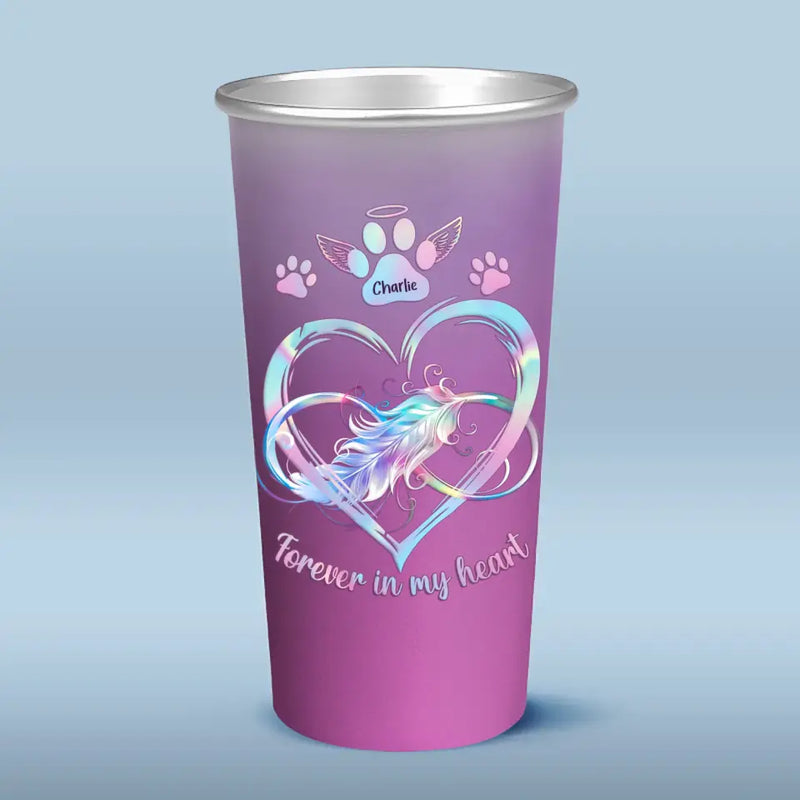 Forever In My Heart - Memorial Personalized Custom Aluminum Changing Color Cup - Sympathy Gift For Pet Owners, Pet Lovers