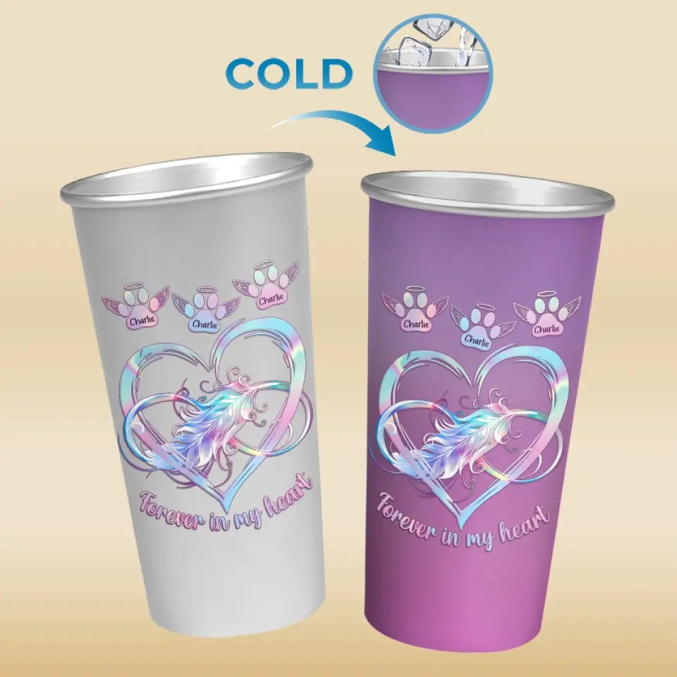 Forever In My Heart - Memorial Personalized Custom Aluminum Changing Color Cup - Sympathy Gift For Pet Owners, Pet Lovers