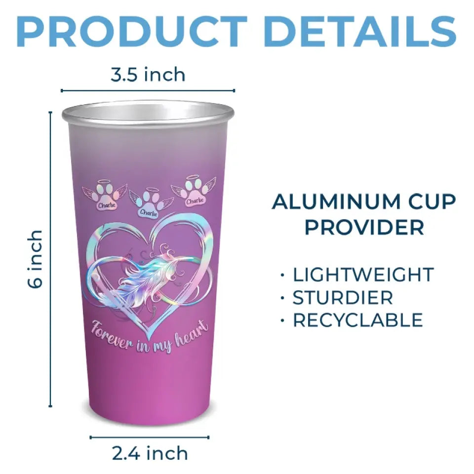 Forever In My Heart - Memorial Personalized Custom Aluminum Changing Color Cup - Sympathy Gift For Pet Owners, Pet Lovers