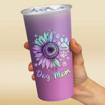Custom Name Dog Mom Sunflower Gifts for Dog Lovers - Personalized Aluminum Changing Color Cup