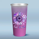 Custom Name Dog Mom Sunflower Gifts for Dog Lovers - Personalized Aluminum Changing Color Cup