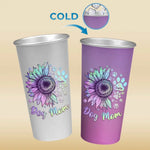 Custom Name Dog Mom Sunflower Gifts for Dog Lovers - Personalized Aluminum Changing Color Cup