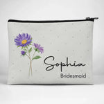 Custom Name Purple Floral Bridesmaid Gifts - Personalized Cosmetic Bag