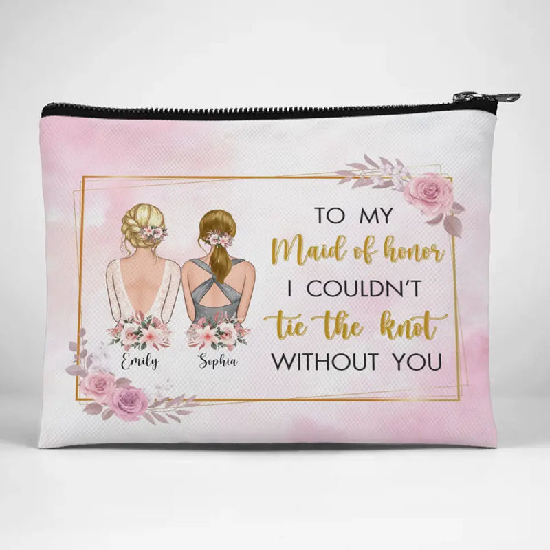 Floral Dreams Come True - Bestie Personalized Custom Cosmetic Bag - Wedding Gift, Bridesmaid Gift For Best Friends, BFF, Sisters