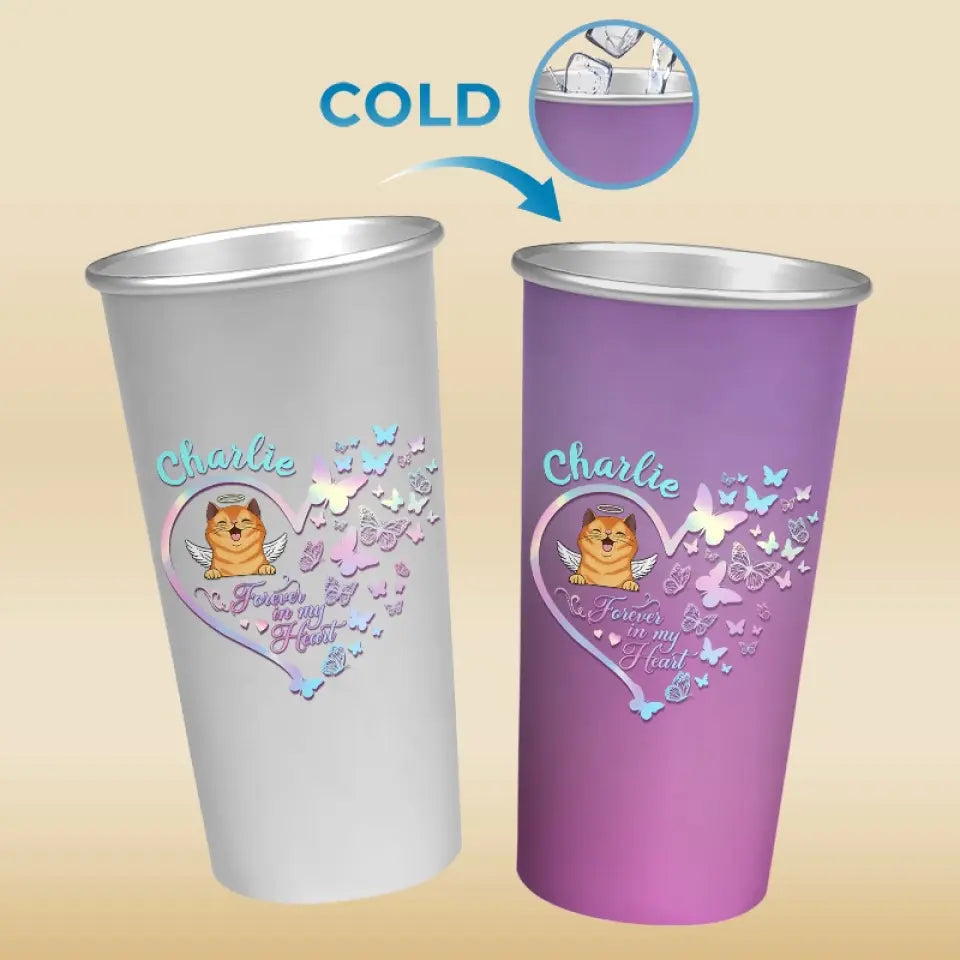Forever In Our Heart - Memorial Personalized Custom Aluminum Changing Color Cup - Sympathy Gift For Pet Owners, Pet Lovers