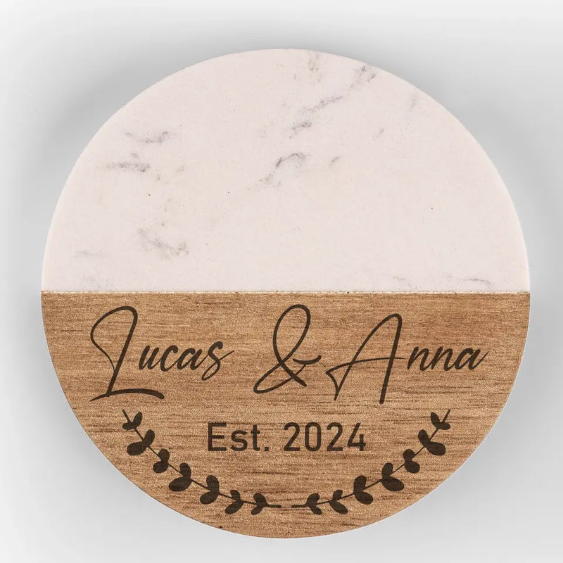 I Love You Today, Tomorrow, Forever - Couple Personalized Custom Marble Wood Coaster - Gift For Husband Wife, Anniversary