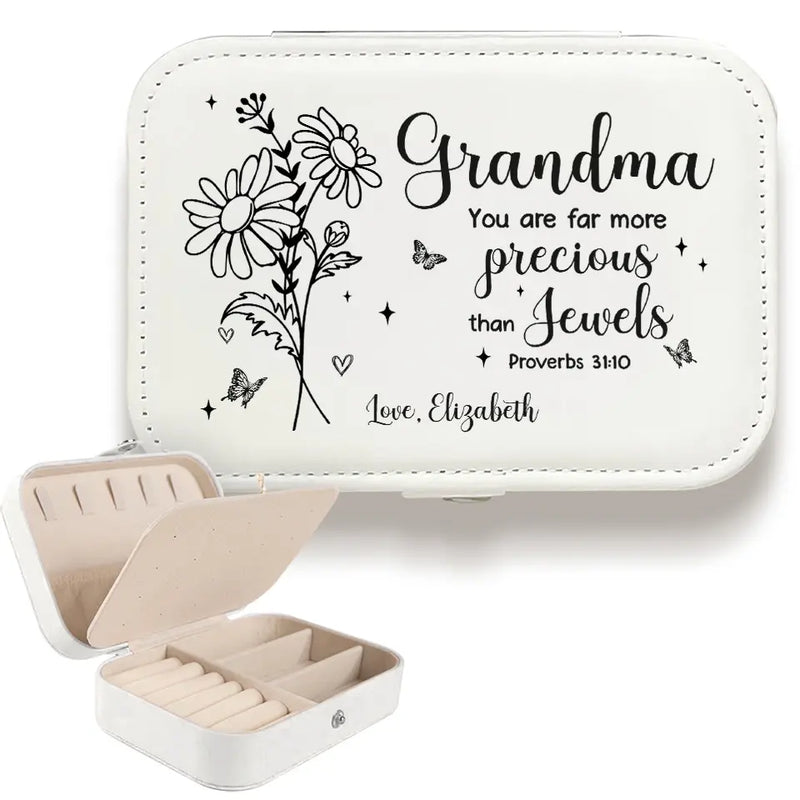 You Are Far More Precious Than Jewels - Family Personalized Custom Jewelry Case - Gift For Mom, Grandma