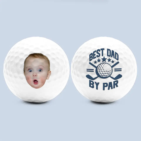 Custom Photo Best Dad By Par - Family Personalized Custom Golf Ball - Gift For Dad