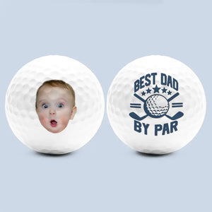 Custom Photo Best Dad By Par - Family Personalized Custom Golf Ball - Gift For Dad, Pet Owners, Pet Lovers