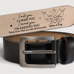 I Met You, I Liked You, I Loved You - Couple Personalized Custom Engraved Leather Belt - Gift For Husband, Wife, Couple