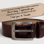 Your Smile Makes Me Smile - Couple Personalized Custom Engraved Leather Belt - Gift For Husband, Boyfriend, Anniversary