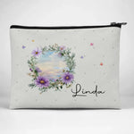 Custom Name Floral Wreath Beauty Gifts - Personalized Cosmetic Bag