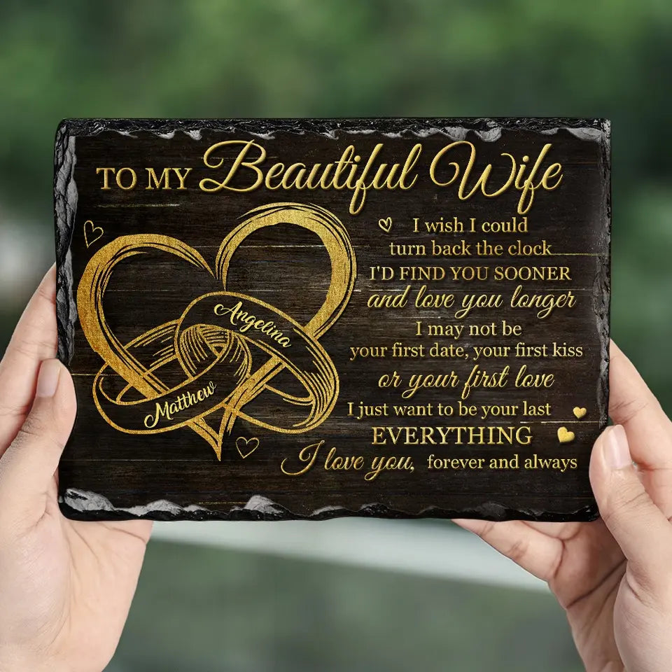 Je veux juste être ton dernier tout - Pierre rectangulaire personnalisée avec support pour couple - Cadeau pour mari et femme, anniversaire