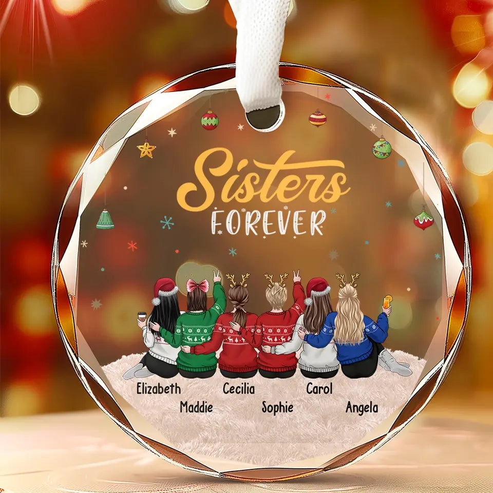 Décoration de Noël personnalisée en verre avec inscription « Friends Forever » – Cadeau idéal pour les meilleures amies, les meilleures amies et les sœurs.