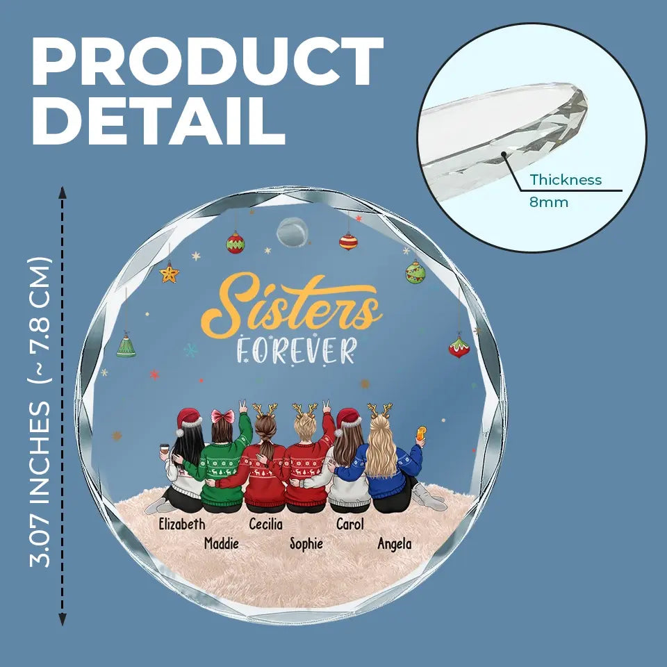 Décoration de Noël personnalisée en verre avec inscription « Friends Forever » – Cadeau idéal pour les meilleures amies, les meilleures amies et les sœurs.