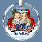 Christmas Is All About Love And Family - Family Personalized Custom Circle Glass Ornament - Christmas Gift For Family