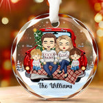 Christmas Is All About Love And Family - Family Personalized Custom Circle Glass Ornament - Christmas Gift For Family