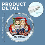 Christmas Is All About Love And Family - Family Personalized Custom Circle Glass Ornament - Christmas Gift For Family