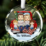 Christmas Is All About Love And Family - Family Personalized Custom Circle Glass Ornament - Christmas Gift For Family
