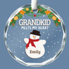 Grandkids Melt My Hearts - Family Personalized Custom Circle Glass Ornament - Christmas Gift For Grandma