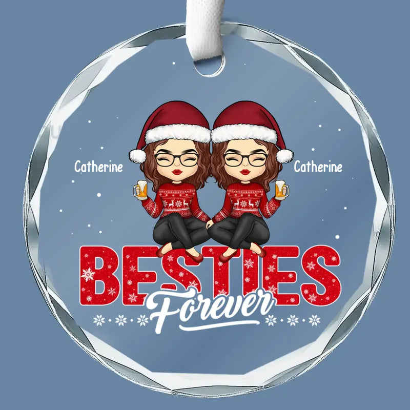 Holiday Hugs To My Best Friend - Bestie Personalized Custom Circle Glass Ornament - Christmas Gift For Best Friends, BFF, Sisters