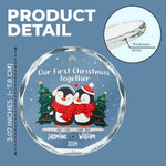 Our First Christmas Together - Couple Personalized Custom Circle Glass Ornament - Gift For Husband Wife, Anniversary, First Christmas