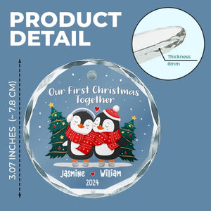 Our First Christmas Together - Couple Personalized Custom Circle Glass Ornament - Gift For Husband Wife, Anniversary, First Christmas