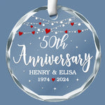 I Want To Be With You Until My Last Page - Couple Personalized Custom Circle Glass Ornament - Gift For Husband Wife, Anniversary