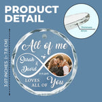 Custom Photo All Of Me Loves All Of You - Couple Personalized Custom Circle Glass Ornament - Gift For Couple, Husband, Wife