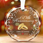 Custom Name 60th Anniversary Gifts for Couples - Personalized Glass Ornament