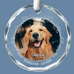 Custom Photo My Heart Will Always Wear The Pawprints Left By You - Memorial Personalized Custom Circle Glass Ornament - Christmas Gift, Sympathy Gift For Dog Lovers