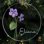 Custom Name Violet Flower Christmas Gifts - Personalized Ornament