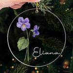 Custom Name Violet Flower Christmas Gifts - Personalized Ornament