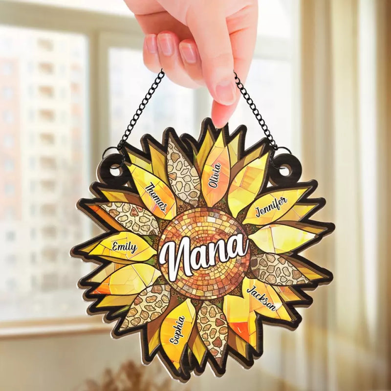 Grandmas Are Angels In Disguise - Family Personalized Window Hanging Suncatcher - Gift For Grandma