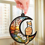Chasing Butterflies In Heaven - Memorial Personalized Window Hanging Suncatcher - Sympathy Gift For Cat Lovers, Pet Lovers