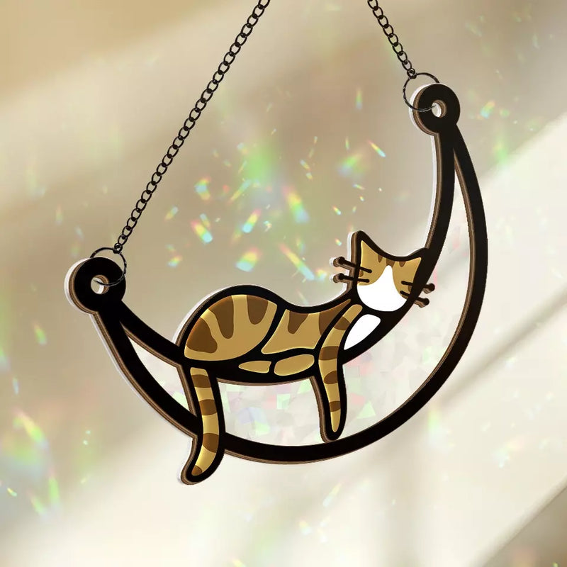Cats Make Everything Better - Memorial Personalized Window Hanging Suncatcher - Sympathy Gift For Pet Owners, Pet Lovers