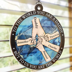 The Best Dads Get Promoted To Grandpa - Family Personalized Window Hanging Suncatcher - Father's Day, Gift For Dad, Grandpa