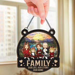 Custom Name Family Portrait Gifts - Personalized Suncatcher Ornament