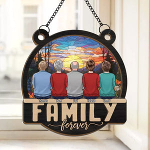 Les câlins en famille illuminent la vie - Attrape-soleil personnalisé à suspendre à la fenêtre - Cadeau pour les membres de la famille