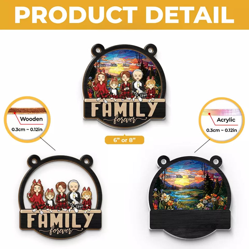 Our Laughs Are Limitless - Family Personalized Window Hanging Suncatcher - Christmas Gift For Family Members