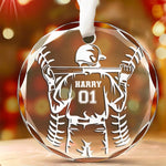Custom Name Number Baseball Gifts for Players - Personalized Glass Ornament
