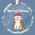 Happy Pawlidays - Dog & Cat Personalized Custom Circle Glass Ornament - Christmas Gift For Dog Lovers, Cat Lovers