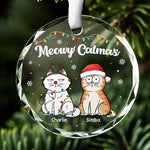 Happy Pawlidays - Dog & Cat Personalized Custom Circle Glass Ornament - Christmas Gift For Dog Lovers, Cat Lovers