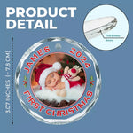 Custom Photo A Newborn's Premier Christmas - Family Personalized Custom Circle Glass Ornament - Christmas Gift For Baby, New Moms, New Dads