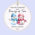 Custom Name Family of Three Christmas Gifts - Personalized Leather Ornament
