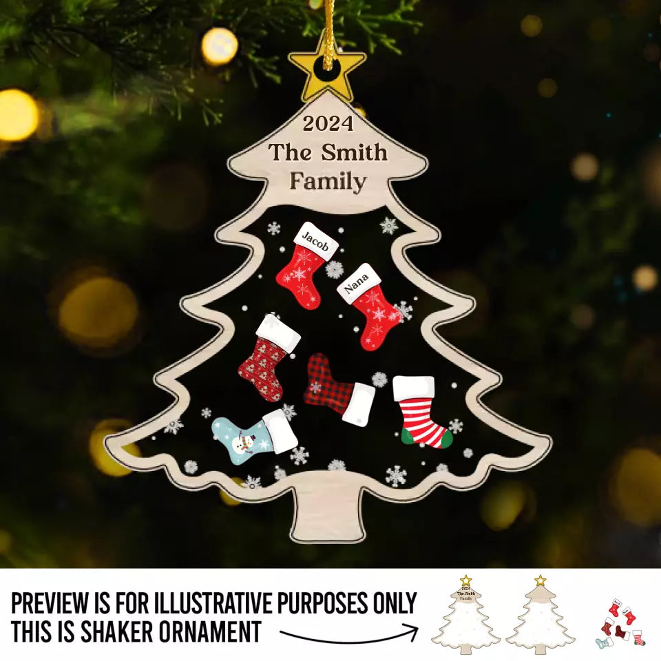 At Christmas, All Roads Lead Home - Family Personalized Custom 3 Layers Shaker Ornament - Christmas Gift For Family Members