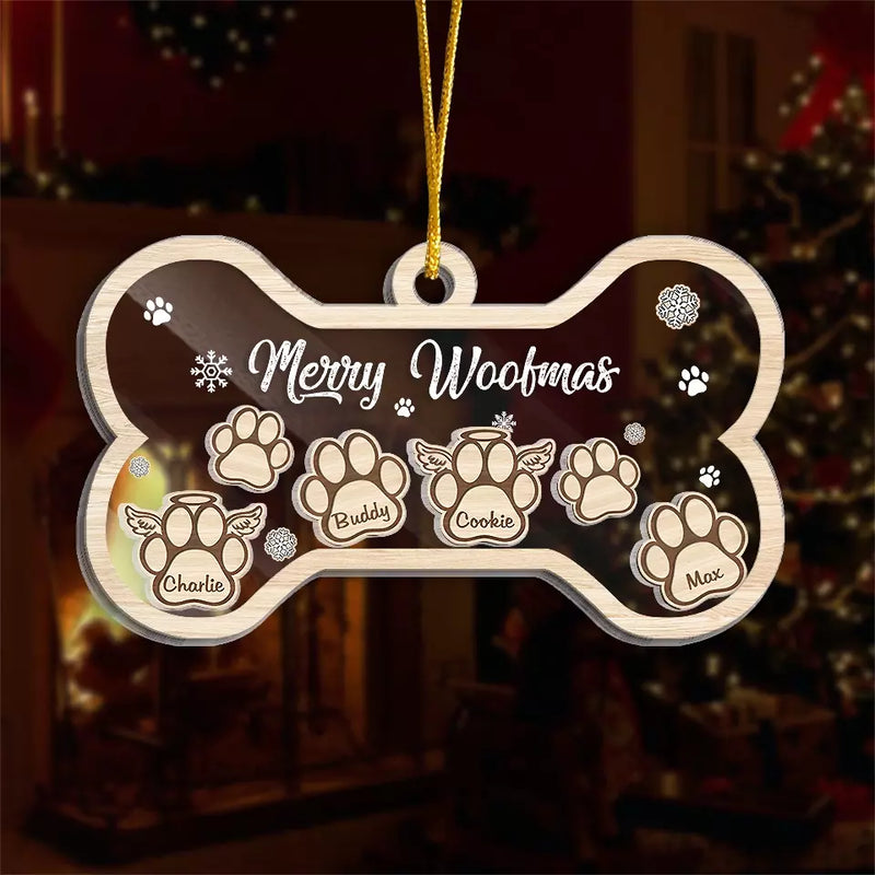 Merry Woofmas - Dog Personalized Custom 3 Layers Shaker Ornament - Christmas Gift For Pet Owners, Pet Lovers